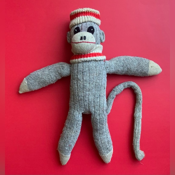 Vintage Gray Knit Sock Monkey - Picture 3 of 11